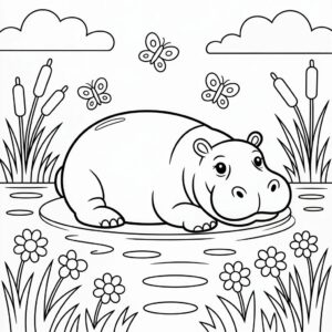 desenho para colorir de hipopótamo