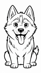kleurplaat husky hond