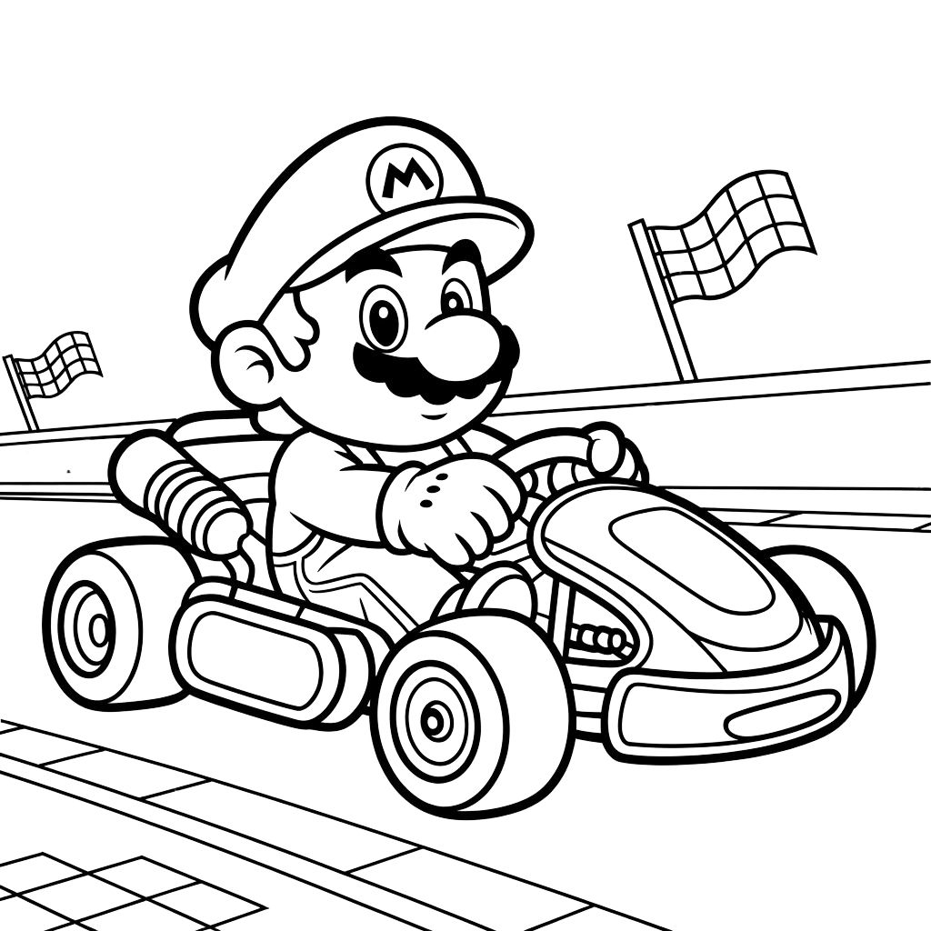kleurplaat mario kart