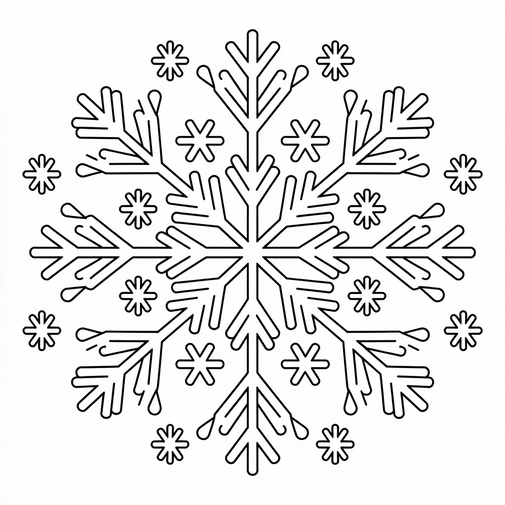 kleurplaat sneeuwvlokken