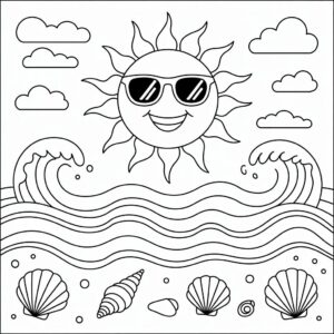 disegno spiaggia e mare