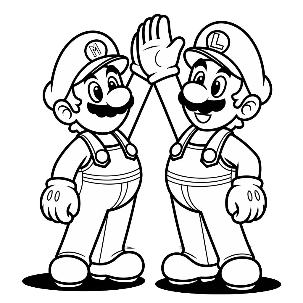 mario en luigi tekening
