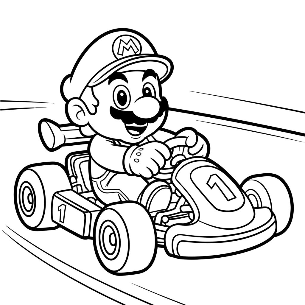 mario kart kleurplaat