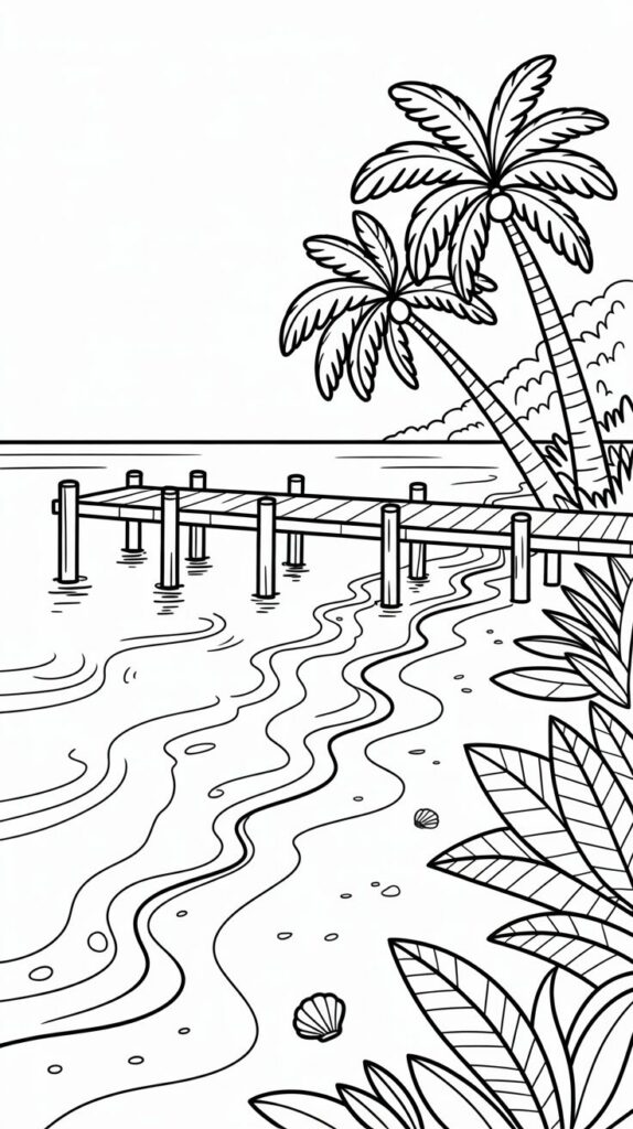 disegni di spiagge da colorare