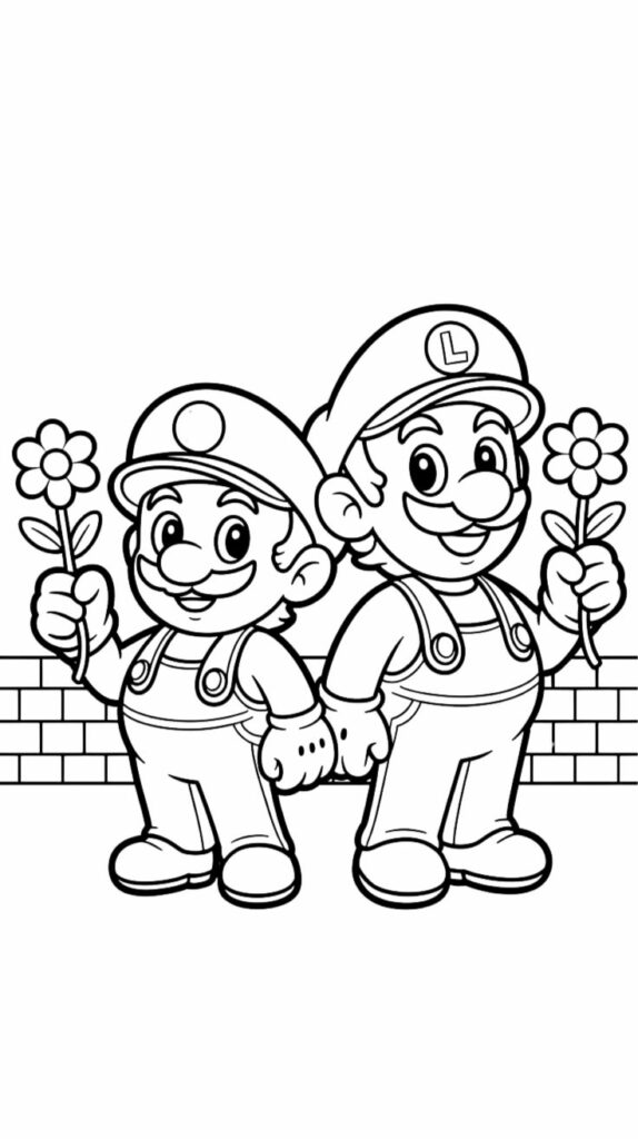 mario and luigi free coloring pages