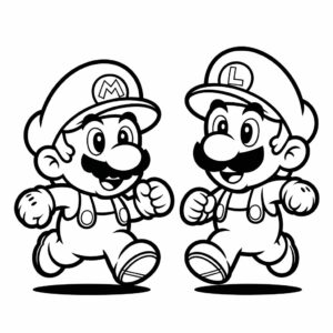 mario and luigi color page
