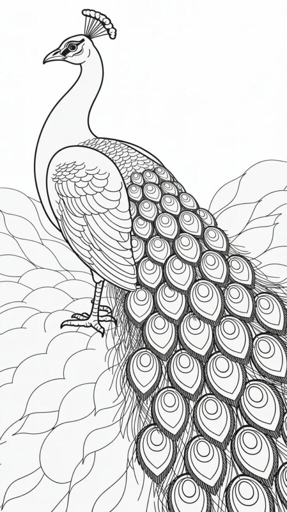 tekening van een pauw