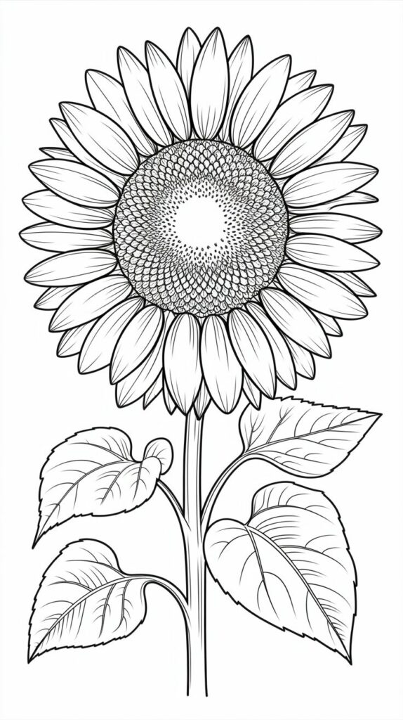 girassol para colorir simples