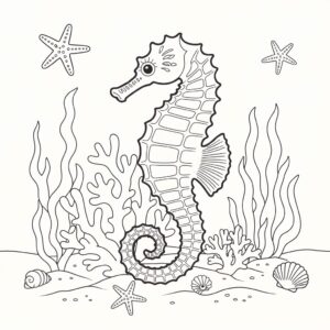 seahorse color pages