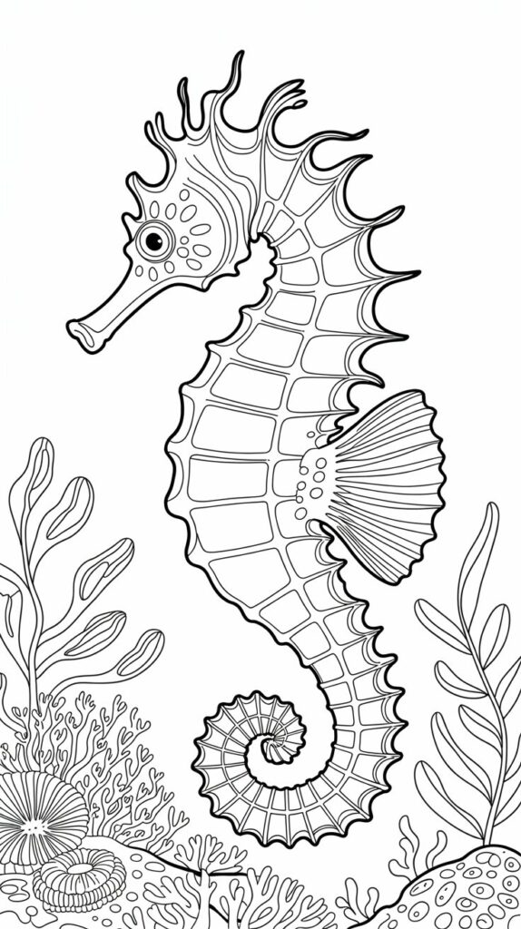 seahorse color page