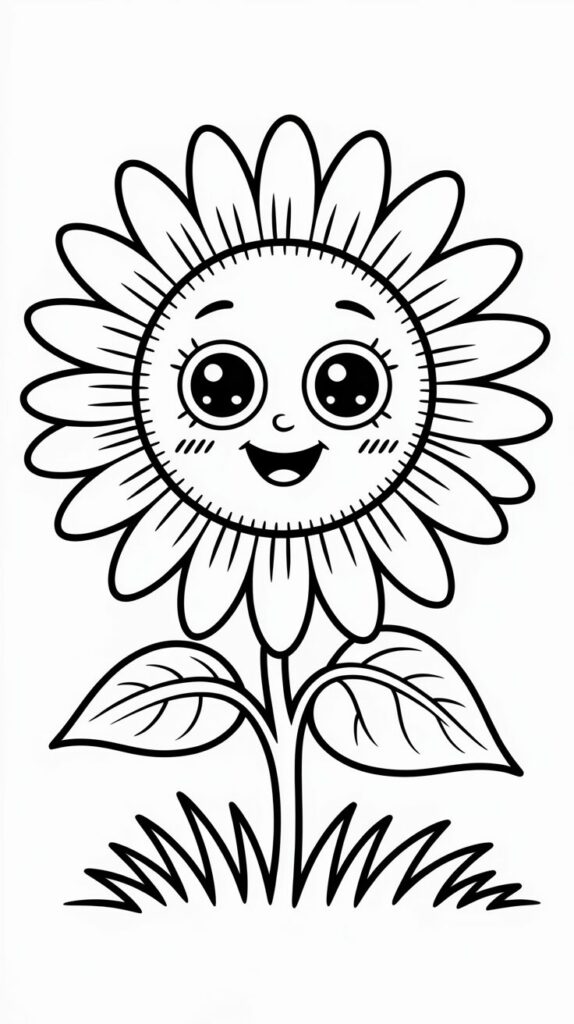 girassol para colorir grande