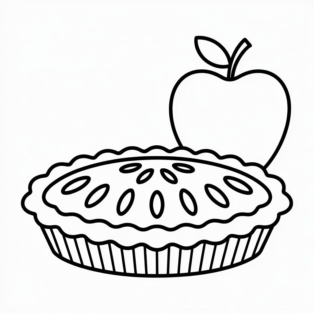 Appeltaart met appel ernaast kleurplaat