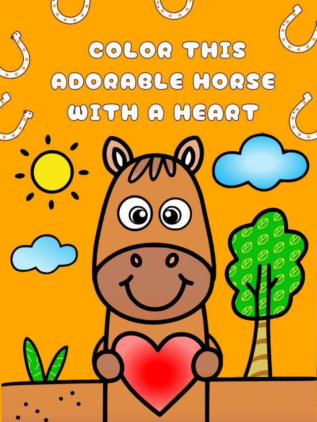 Color this adorable horse with a heart