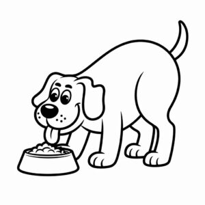 Page de coloriage chien en train de manger