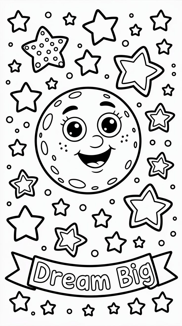 Droom grote maan kleurplaat