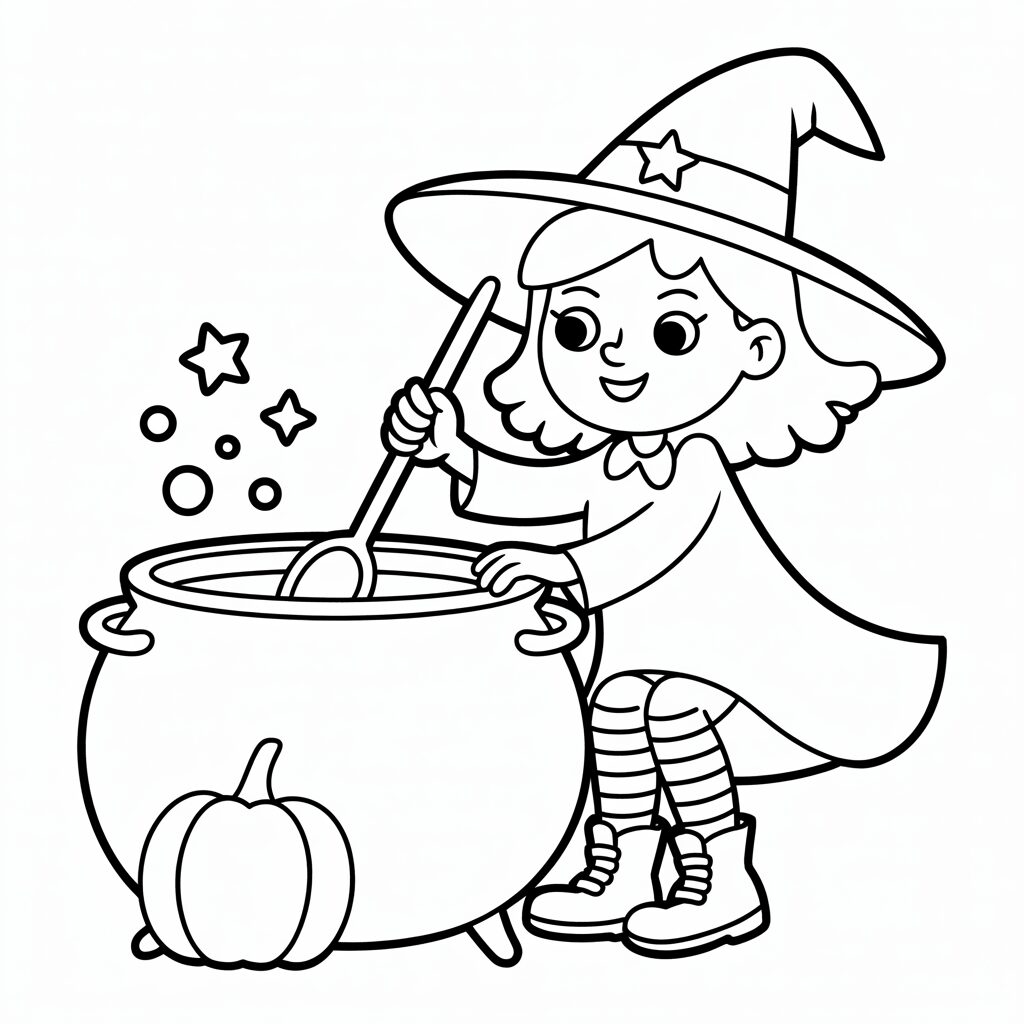 Gratis Halloween Heks Kleurplaten om te Printen