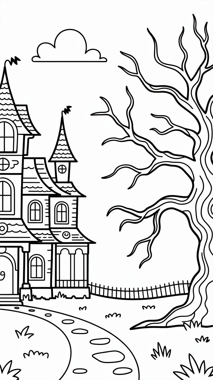 Gratis Spookhuis Kleurplaten voor Halloween