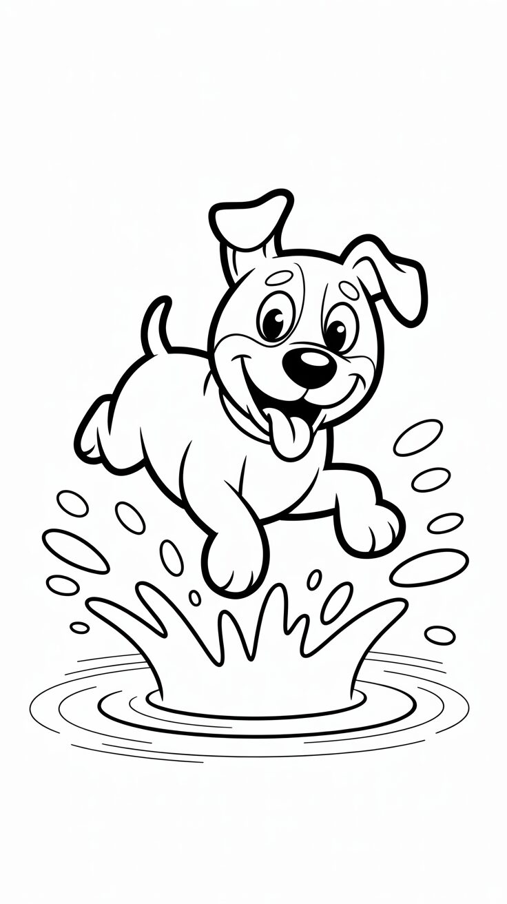 Jumping Dog Splash Coloring