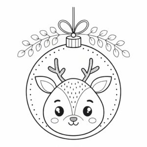 Kerstbal met rendierhoofd kleurplaat