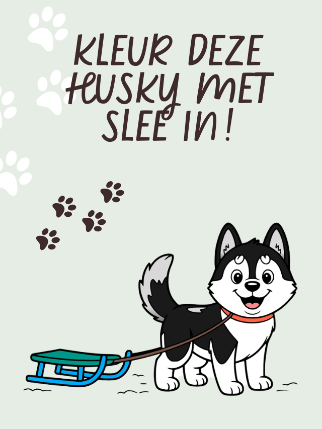 Kleur deze husky met slee in