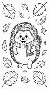 Coloriage hérisson avec une écharpe