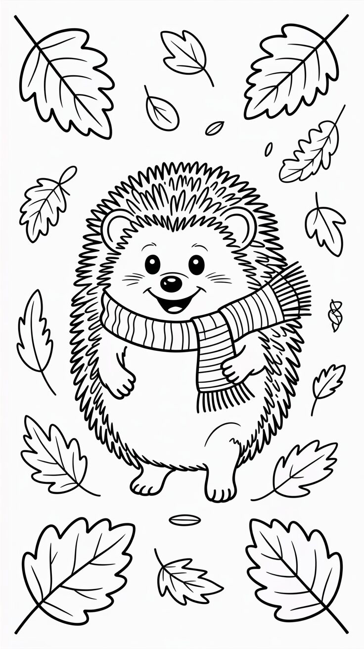 Kleurplaat egel met sjaal