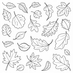 Coloriage vue d’ensemble de feuilles d’automne