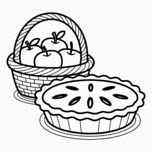 Mand met appels en appeltaart kleurplaat