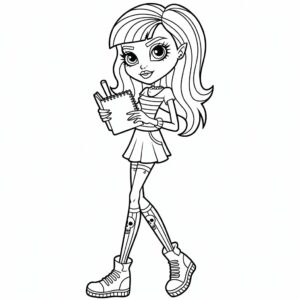 Modebewuste Monster High student kleurplaat