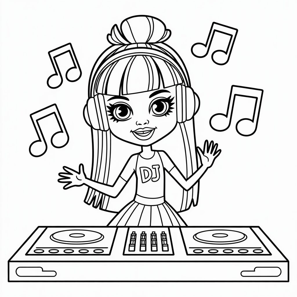 Monster High DJ Meisje Kleurplaat