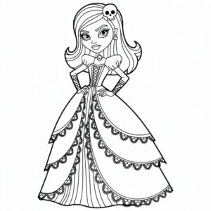 Monster High Kleurplaat met Gotische Jurk