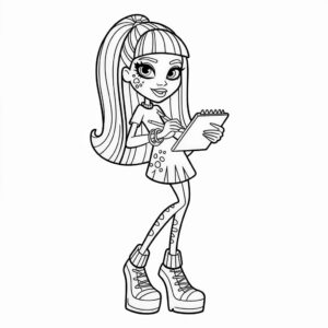 Monster High meisje met notitieblok kleurplaat