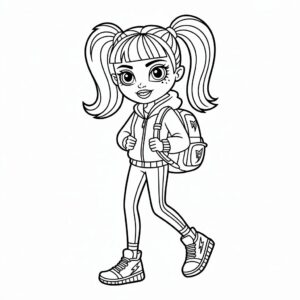 Monster High meisje met rugzak kleurplaat