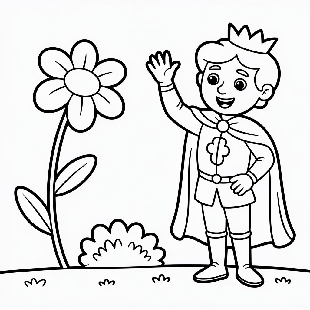 Prins die zwaait kleurplaat om te printen