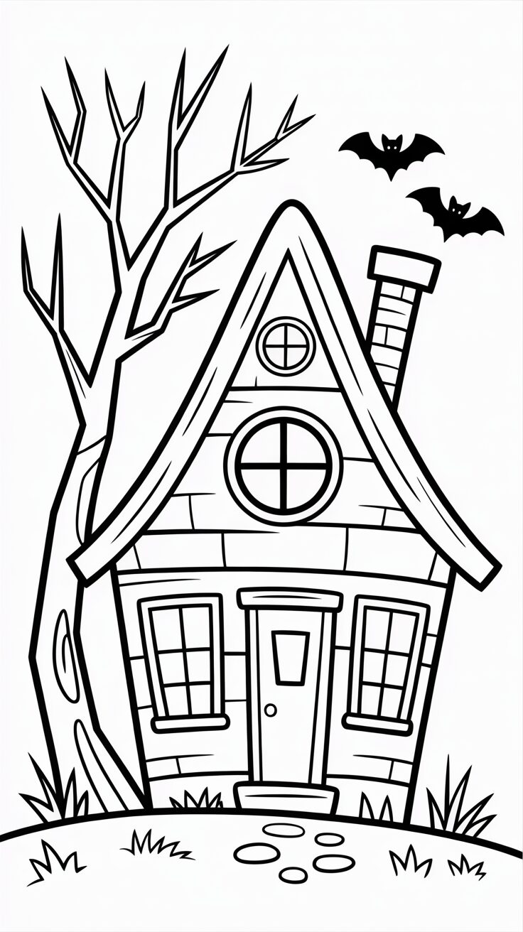 Printbare Halloween Spookhuis Kleurplaat PDF