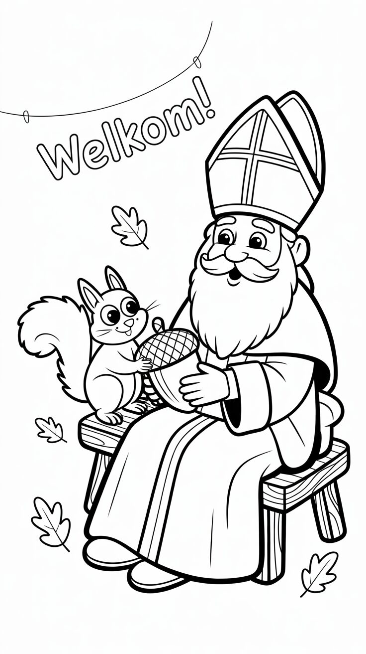 Sinterklaas en het paard – kleurplaat