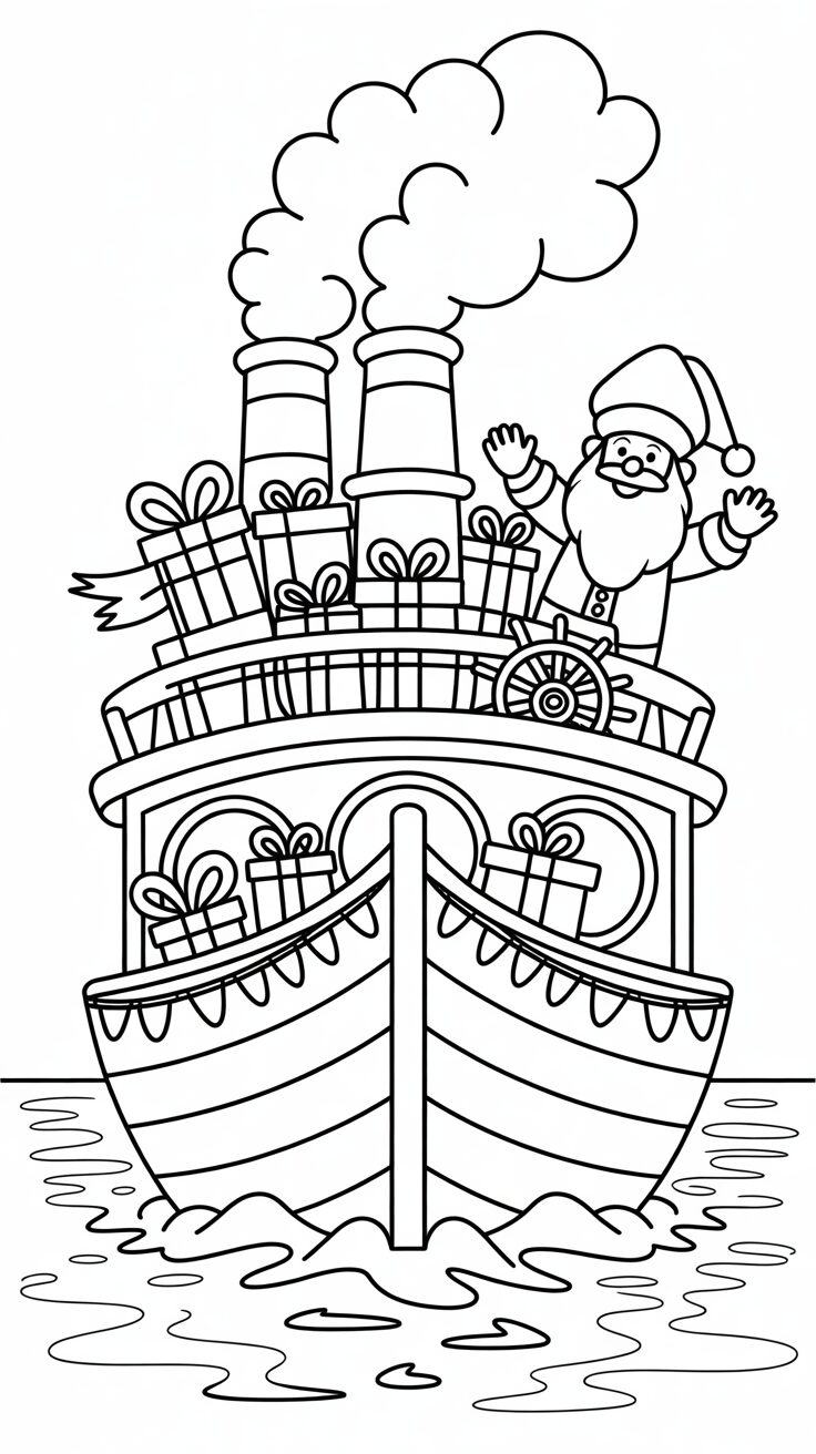 Sinterklaas op de Stoomboot kleurplaat