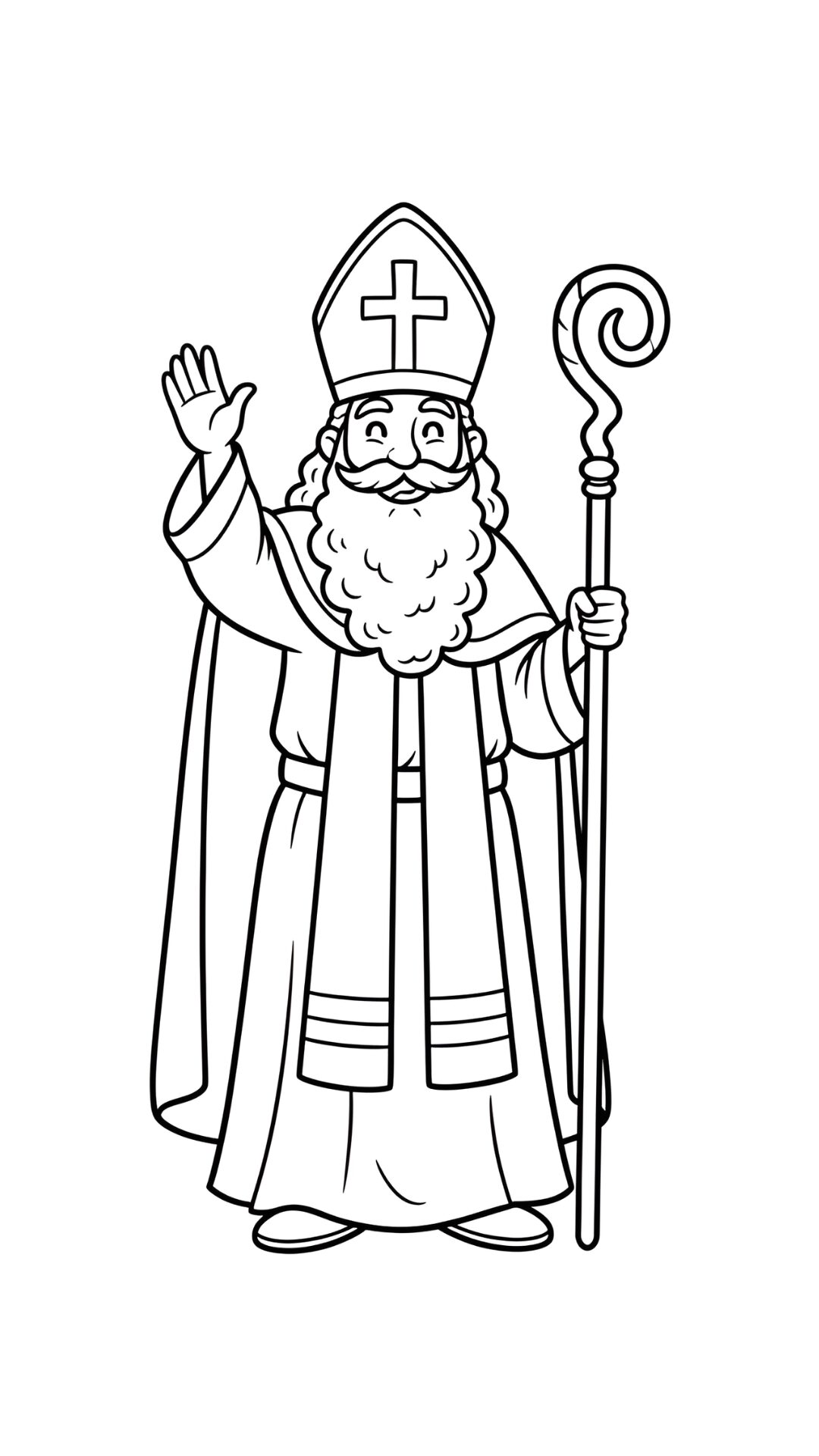 Sinterklaas zwaait vriendelijk