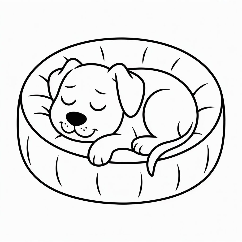 Sleeping dog coloring page