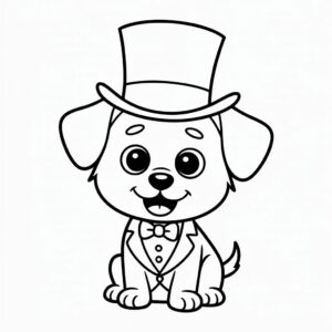 Page de coloriage chien en smoking