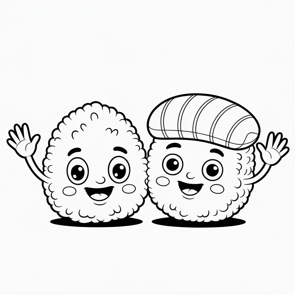 Vrolijke Sushi Vrienden kleurplaten