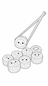 kawaii sushi tekenen