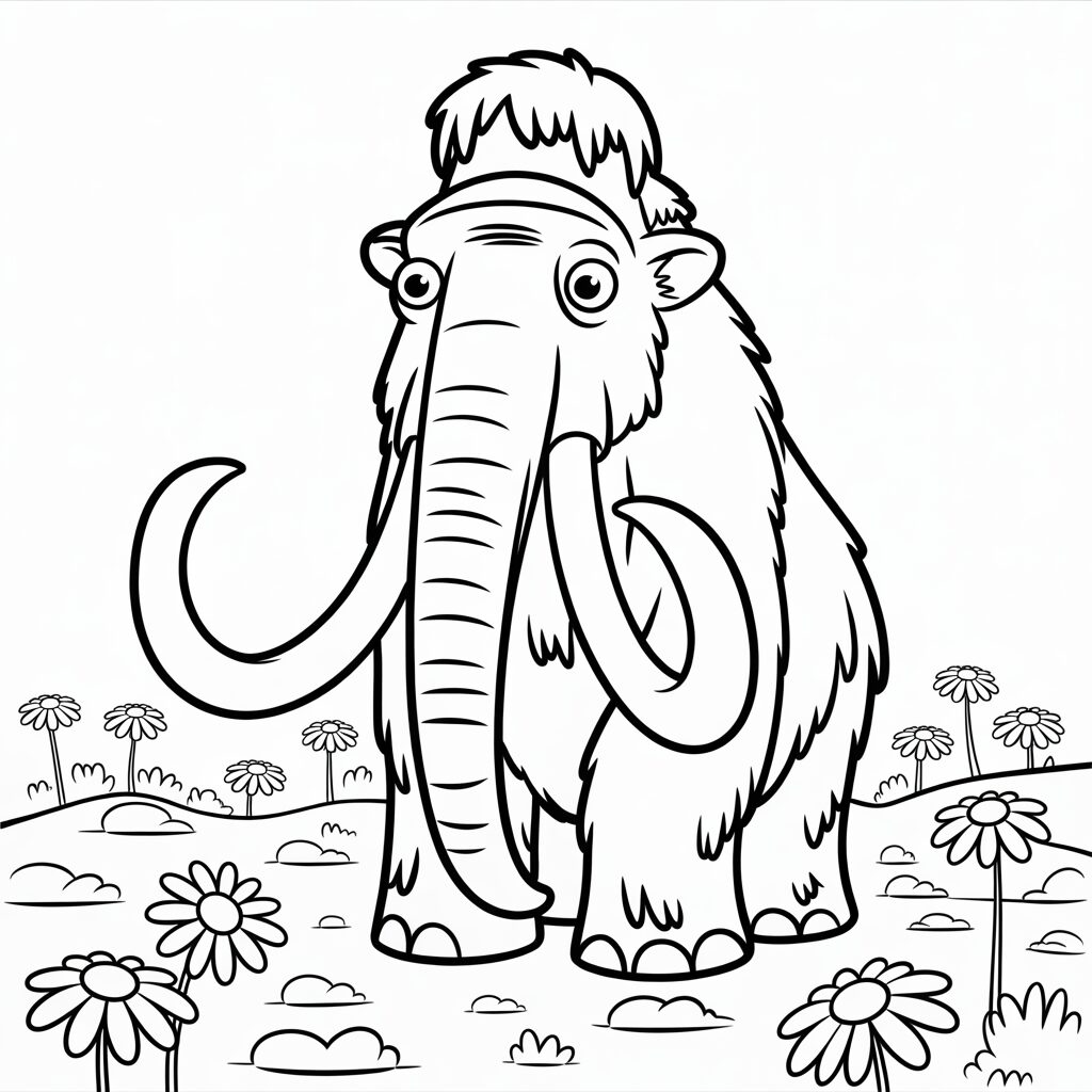 kleurplaten Manny de Mammoth