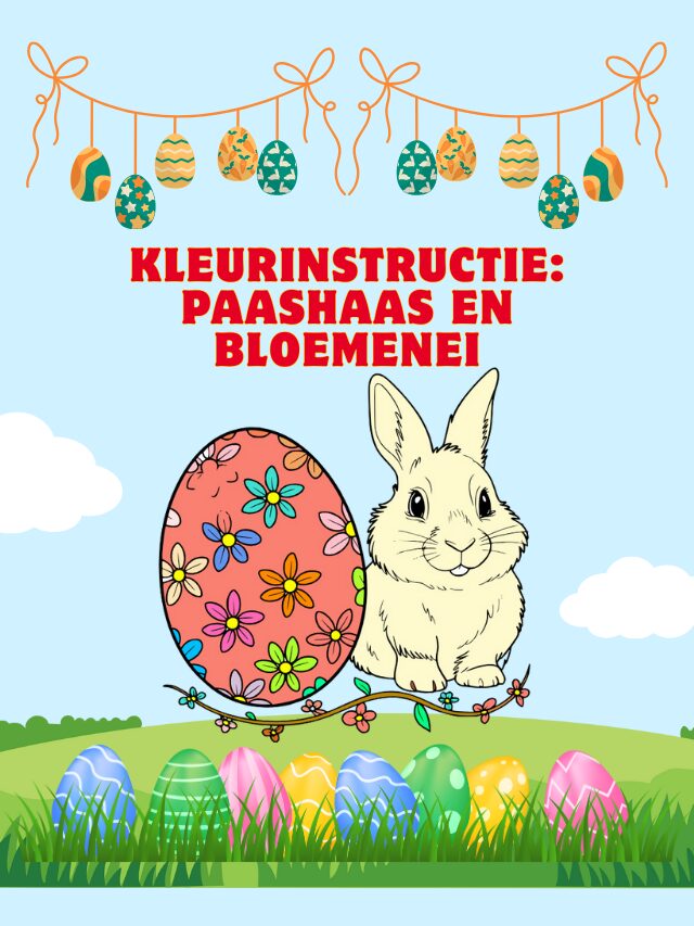 Kleurinstructie: Paashaas en Bloemenei