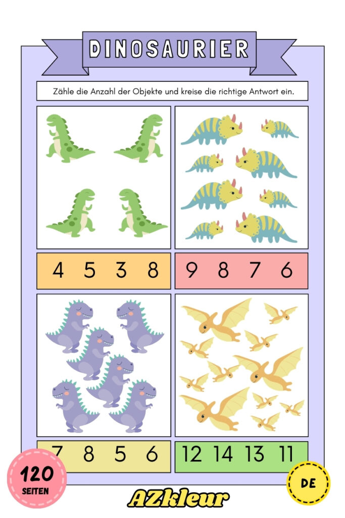 120 Seiten Dinosaurier Ausmalbilder