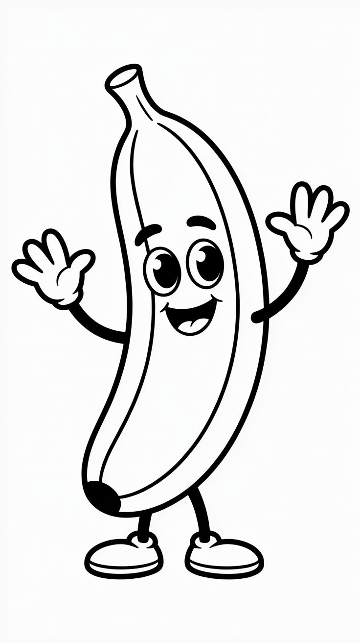 Free Download Bananen-Figur mit Gesicht zum Ausmalen