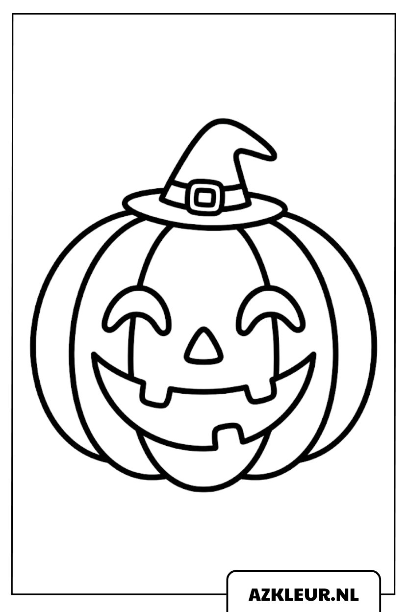 Halloween pompoen met heksenhoed kleurplaat.jpg
