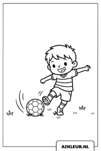 Niño pateando una pelota de fútbol - página para colorear.jpg