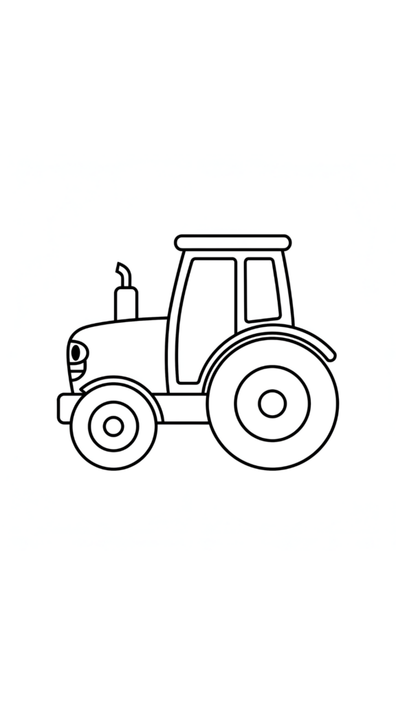 Kleurplaat Eenvoudige Tractor voor Kinderen