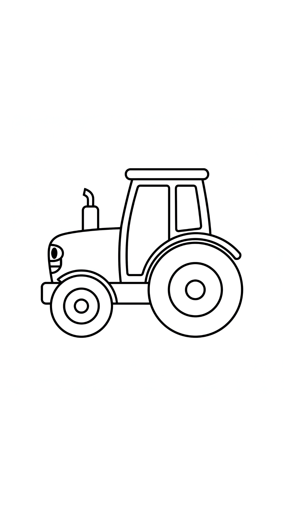 Kleurplaat Eenvoudige Tractor voor Kinderen